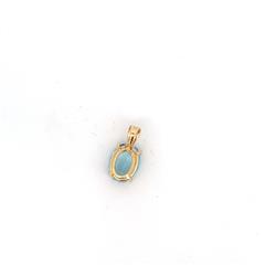 14k Yellow Gold Oval Blue Stone Pendant